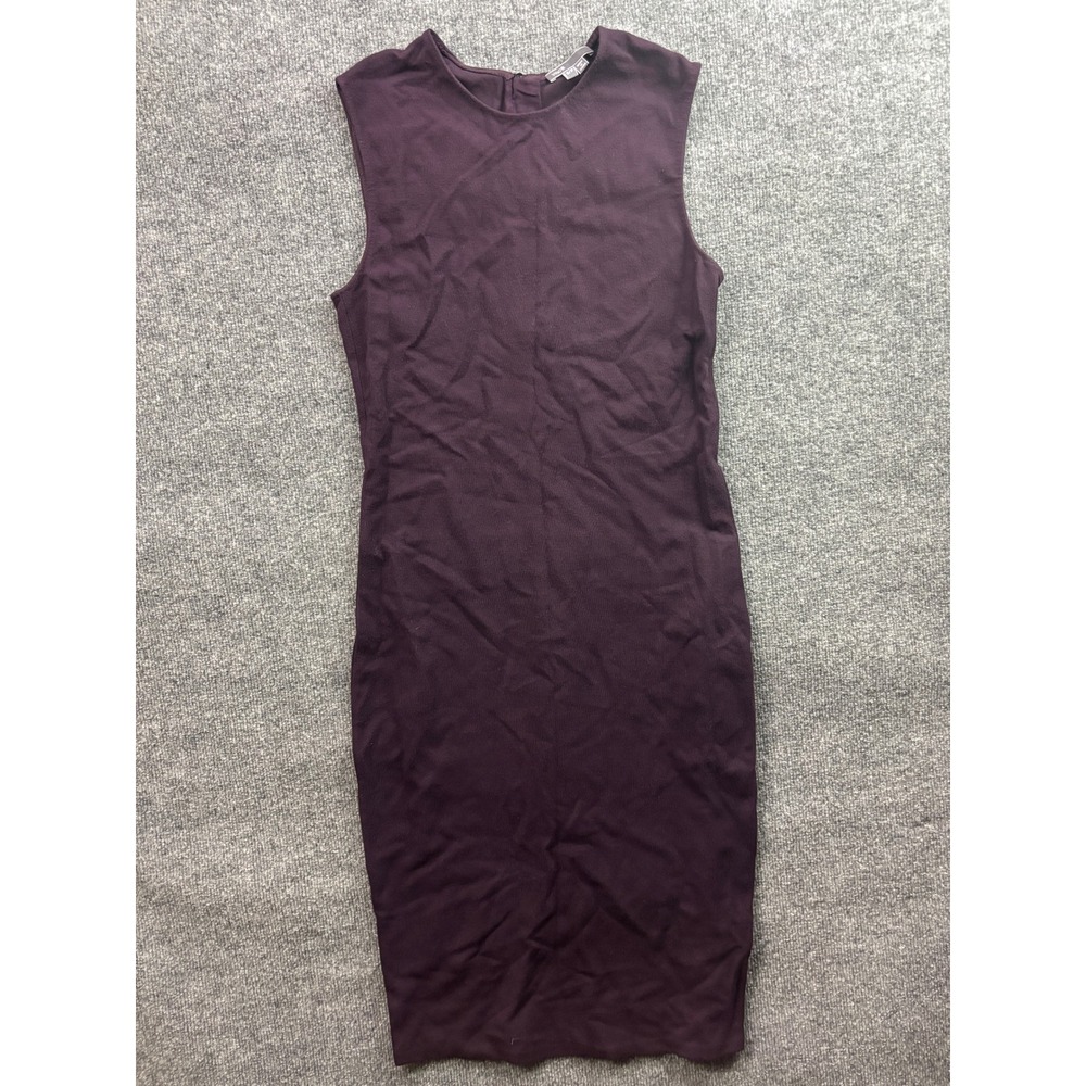 Vince Sheath Dress Womens S Purple Sleeveless Ribbed Knit Midi Back Zip